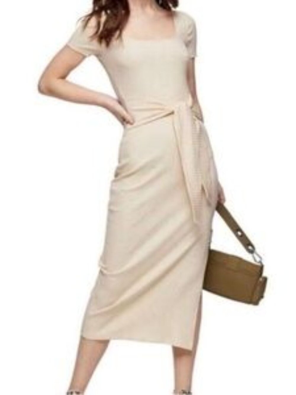 Topshop Rib Knit Tie Waist Maxi Dress